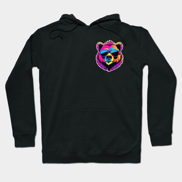 Cool Neon Bear (Small Version) Hoodie by VRMonkeyz